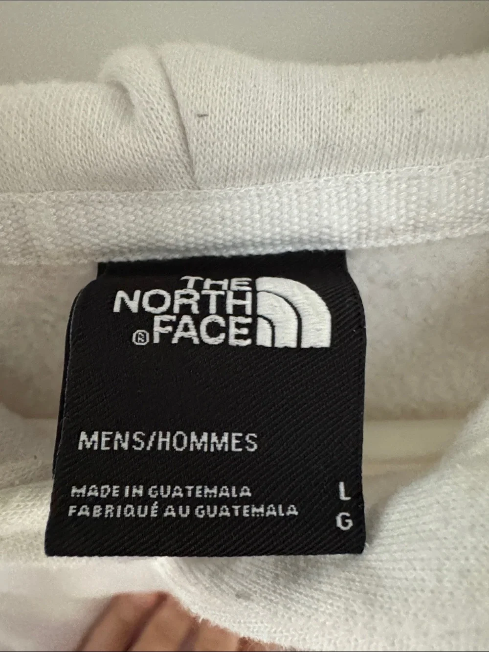 The North Face Men's White Hooded Pullover with Small Logo